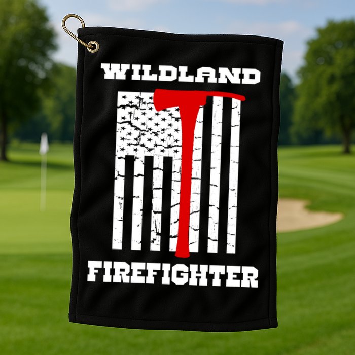 Wildland Firefighter Flag With Pulaski Hooded Gift Golf Towel