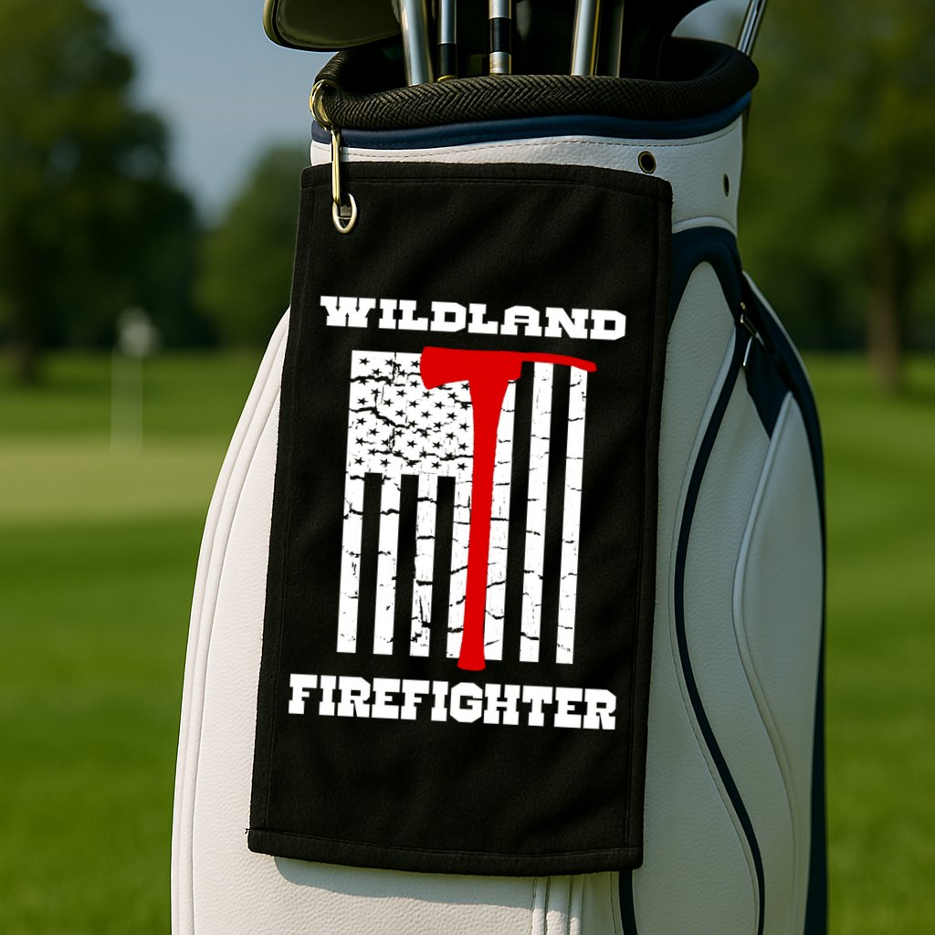 Wildland Firefighter Flag With Pulaski Hooded Gift Golf Towel