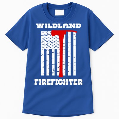 Wildland Firefighter Flag With Pulaski Hooded Gift Tall T-Shirt