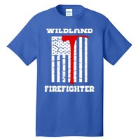 Wildland Firefighter Flag With Pulaski Hooded Gift Tall T-Shirt