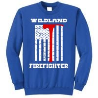 Wildland Firefighter Flag With Pulaski Hooded Gift Tall Sweatshirt