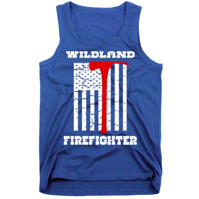 Wildland Firefighter Flag With Pulaski Hooded Gift Tank Top