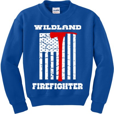 Wildland Firefighter Flag With Pulaski Hooded Gift Kids Sweatshirt