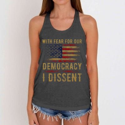 With Fear For Our Democracy I Dissent Us Flag Women's Knotted Racerback Tank