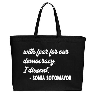 With Fear For Our Democracy I Dissent Funny Immunity Quote Cotton Canvas Jumbo Tote