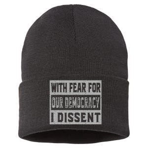 With Fear For Our Democracy Bold Statement Sustainable Knit Beanie