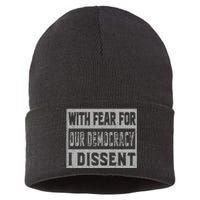 With Fear For Our Democracy Bold Statement Sustainable Knit Beanie