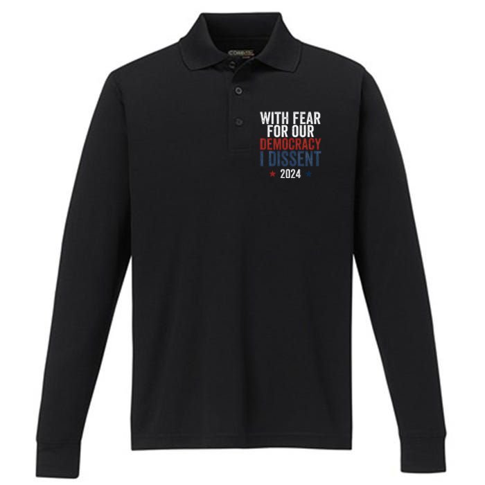 With Fear For Our Democracy Bold Statement Performance Long Sleeve Polo