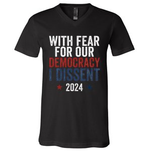 With Fear For Our Democracy Bold Statement V-Neck T-Shirt