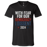 With Fear For Our Democracy Bold Statement V-Neck T-Shirt