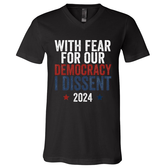 With Fear For Our Democracy Bold Statement V-Neck T-Shirt