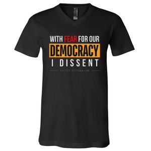 With Fear For Our Democracy Bold Statement V-Neck T-Shirt