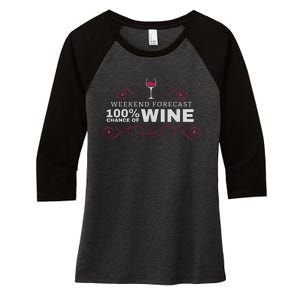 Weekend Forecast Funny Wine Women's Tri-Blend 3/4-Sleeve Raglan Shirt