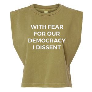 With Fear For Our Democracy I Dissent Raglan Baseball Garment-Dyed Women's Muscle Tee