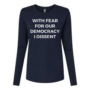 With Fear For Our Democracy I Dissent Raglan Baseball Womens Cotton Relaxed Long Sleeve T-Shirt