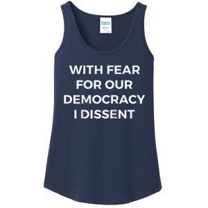 With Fear For Our Democracy I Dissent Raglan Baseball Ladies Essential Tank