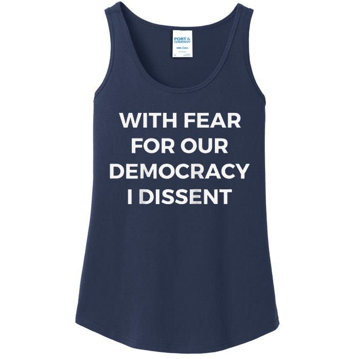 With Fear For Our Democracy I Dissent Raglan Baseball Ladies Essential Tank