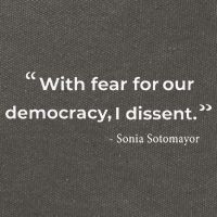 With Fear For Our Democracy I Dissent Sonia Sotomayor Quote Cotton Canvas Backpack