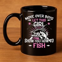 Womens Funny Fishing Let This Show You How To Fish 11oz C Handle Ceramic Mug