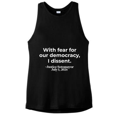 With Fear For Our Democracy I Dissent Ladies PosiCharge Tri-Blend Wicking Tank