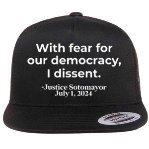 With Fear For Our Democracy I Dissent Flat Bill Trucker Hat