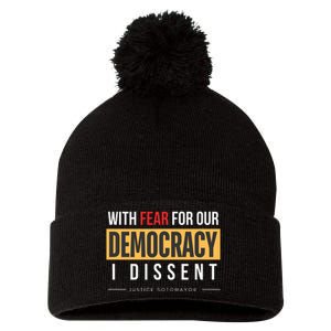 With Fear For Our Democracy Pom Pom 12in Knit Beanie