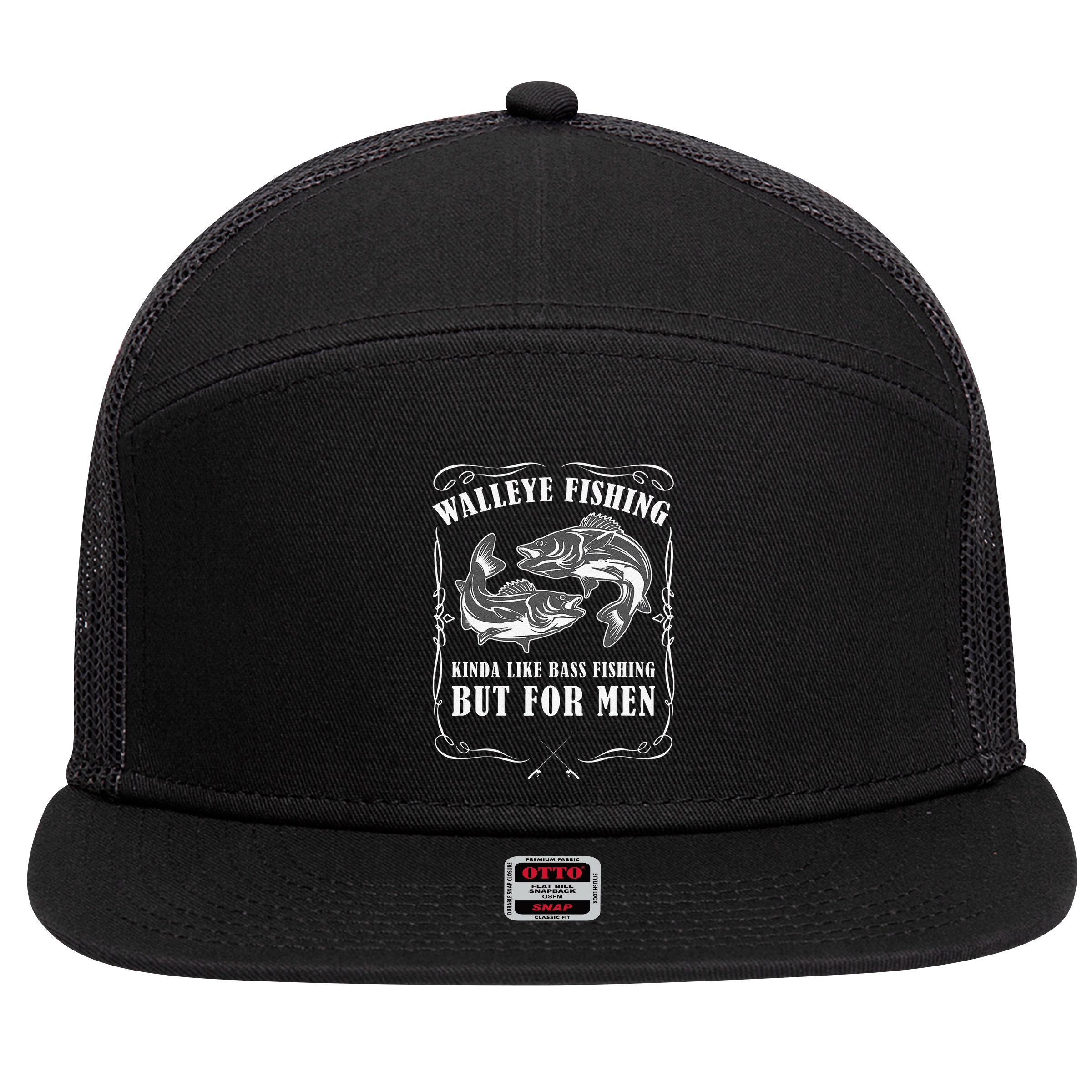 Walleye Fishing For Funny Fishing 7 Panel Mesh Trucker Snapback Hat
