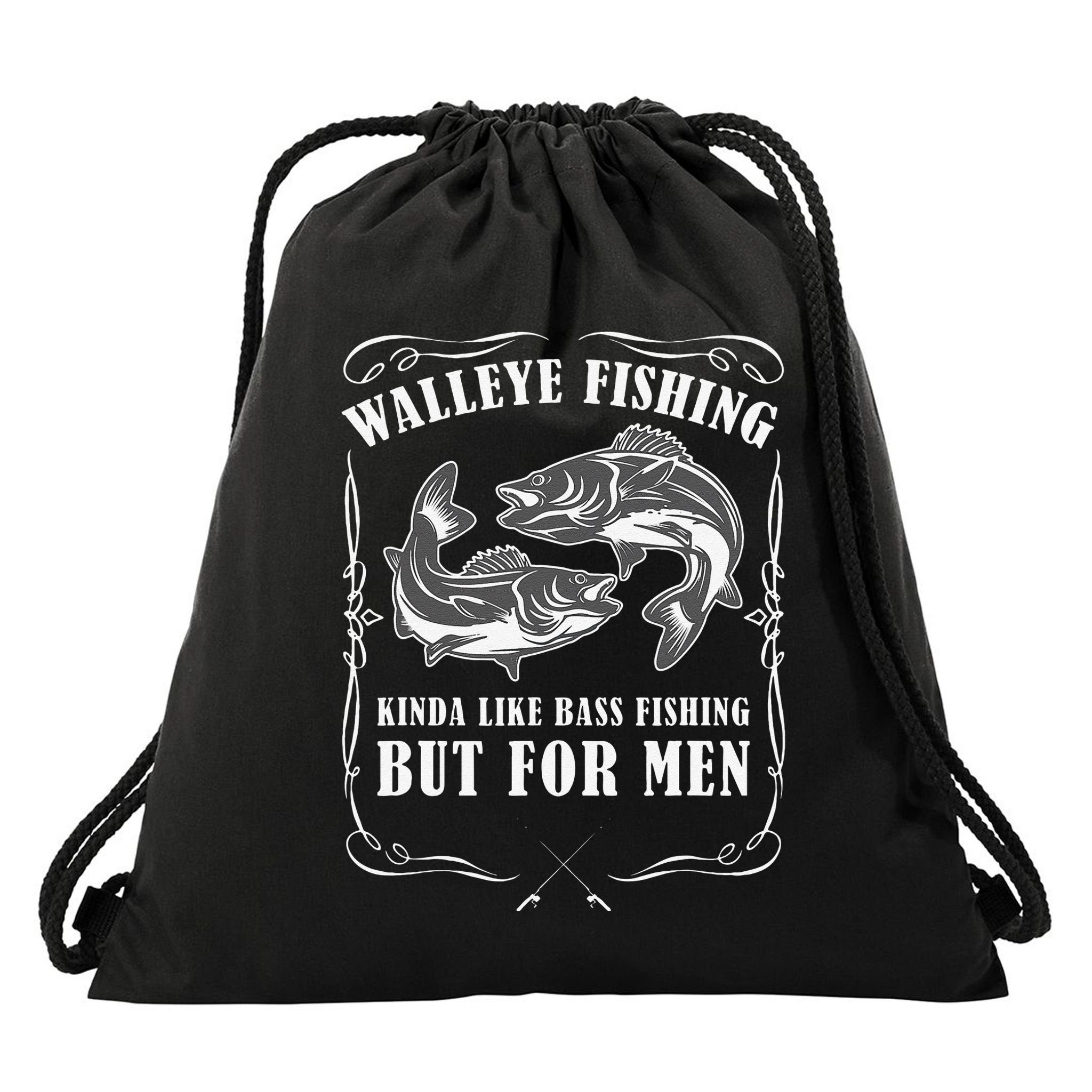 Walleye Fishing For Funny Fishing Drawstring Bag