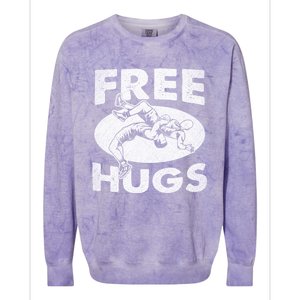 Wrestling Funny Free Hugs Wrestling Gift Colorblast Crewneck Sweatshirt