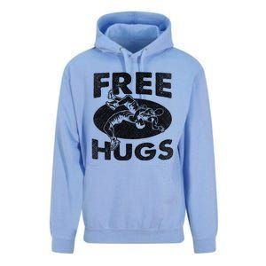 Wrestling Funny Free Hugs Wrestling Gift Unisex Surf Hoodie