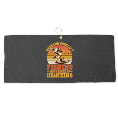 Weekend Forcast Fishing With A Chance Of Drinking Large Microfiber Waffle Golf Towel