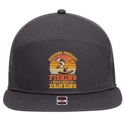 Weekend Forcast Fishing With A Chance Of Drinking 7 Panel Mesh Trucker Snapback Hat