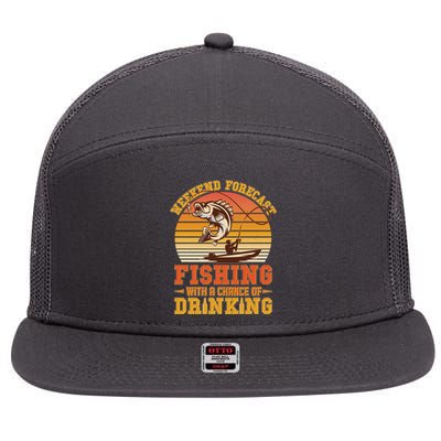 Weekend Forcast Fishing With A Chance Of Drinking 7 Panel Mesh Trucker Snapback Hat