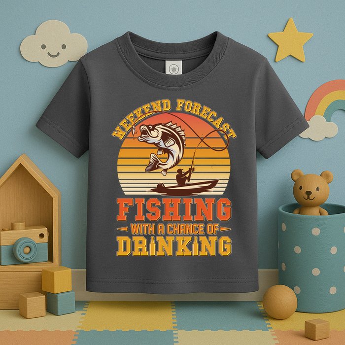 Weekend Forcast Fishing With A Chance Of Drinking Toddler T-Shirt