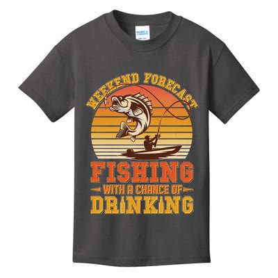 Weekend Forcast Fishing With A Chance Of Drinking Kids T-Shirt