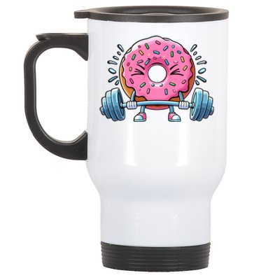 Weightlifing Funny Fitness Workout Gym Donut Lover Doughnut Gift Stainless Steel Travel Mug