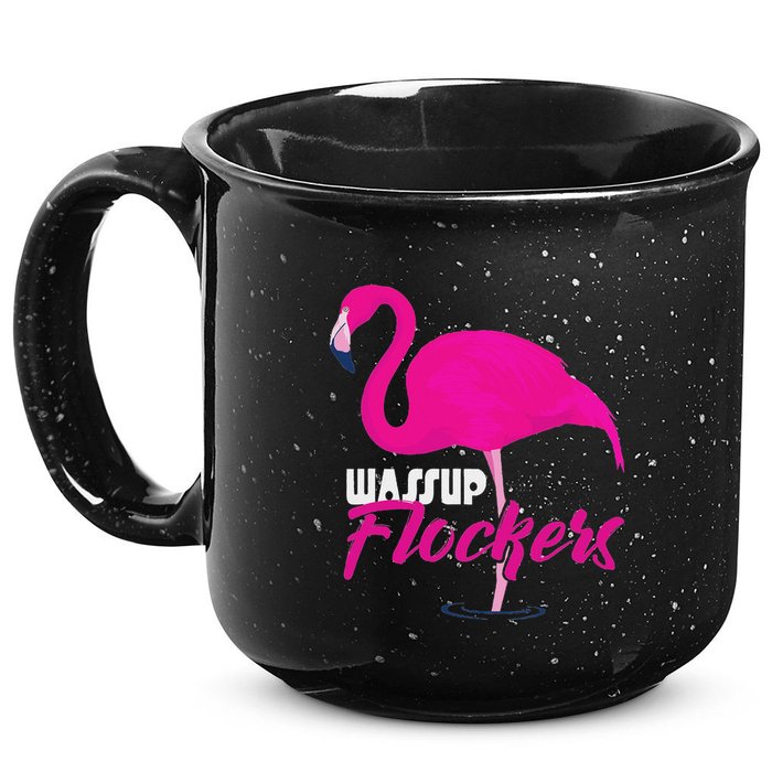 Wassup Flockers Funny Flamingo 15oz Campfire Ceramic Mug