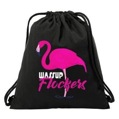 Wassup Flockers Funny Flamingo Drawstring Bag
