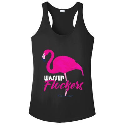 Wassup Flockers Funny Flamingo Ladies PosiCharge Competitor Racerback Tank