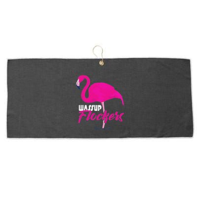 Wassup Flockers Funny Flamingo Large Microfiber Waffle Golf Towel