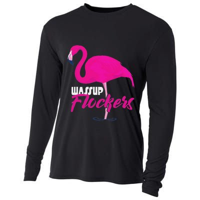 Wassup Flockers Funny Flamingo Cooling Performance Long Sleeve Crew