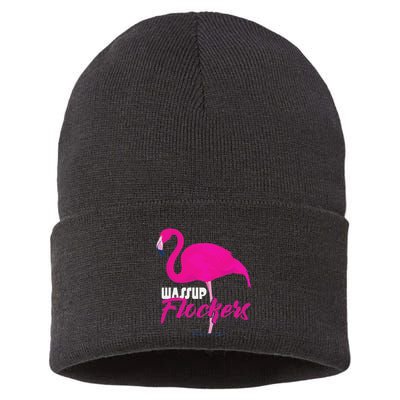 Wassup Flockers Funny Flamingo Sustainable Knit Beanie