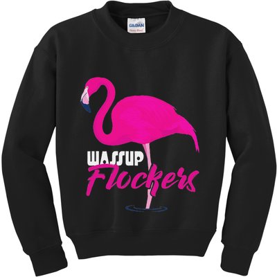 Wassup Flockers Funny Flamingo Kids Sweatshirt
