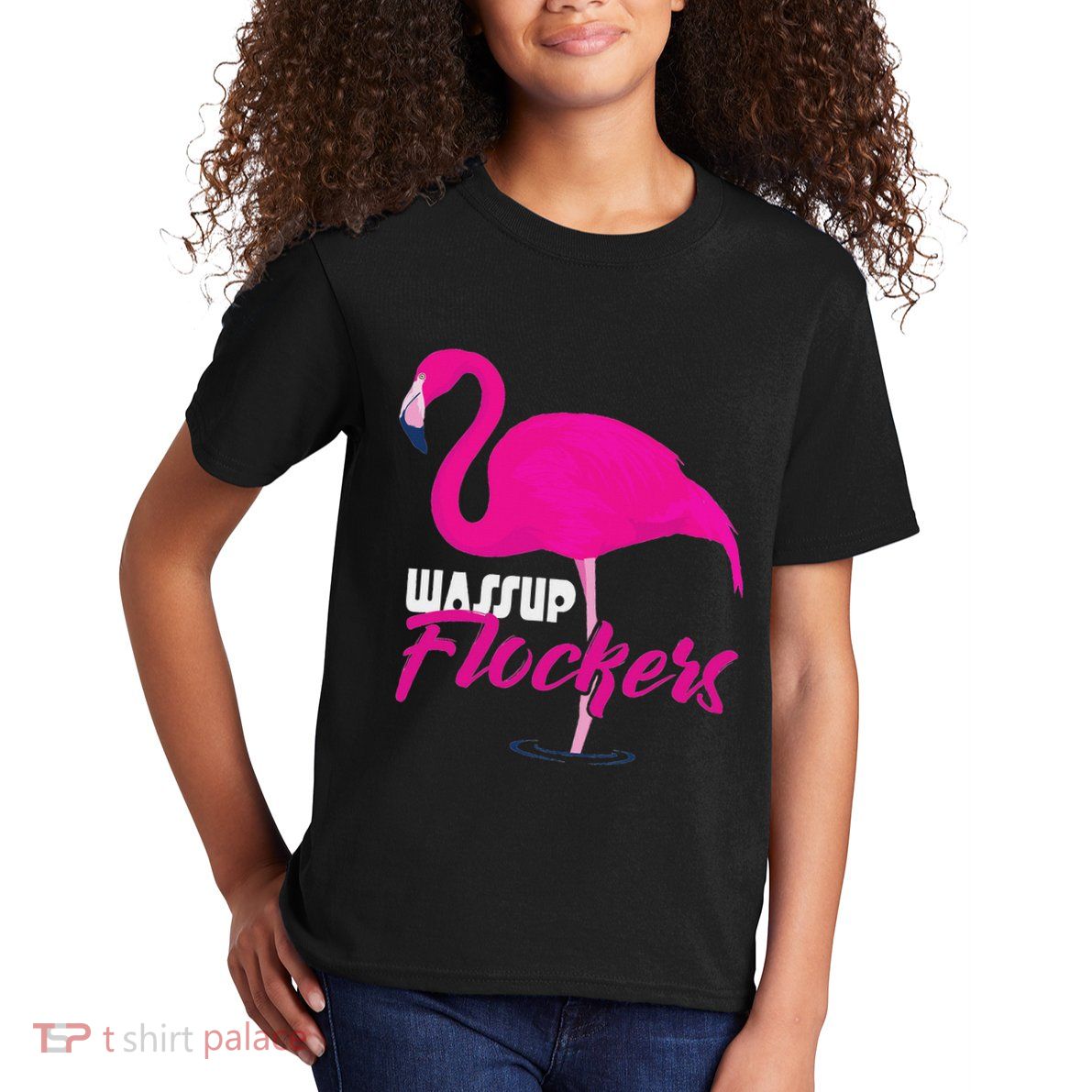 Wassup Flockers Funny Flamingo Kids T-Shirt
