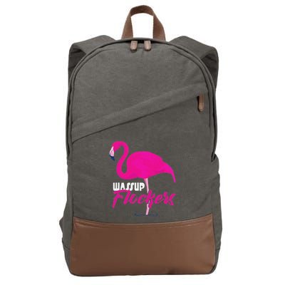 Wassup Flockers Funny Flamingo Cotton Canvas Backpack