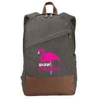 Wassup Flockers Funny Flamingo Cotton Canvas Backpack