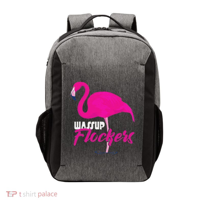 Wassup Flockers Funny Flamingo Vector Backpack