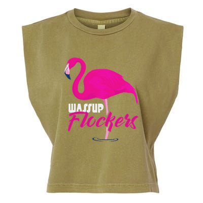 Wassup Flockers Funny Flamingo Garment-Dyed Women's Muscle Tee