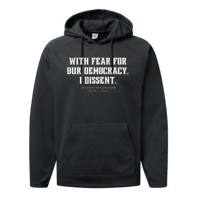 With Fear For Our Democracy I Dissent Performance Fleece Hoodie