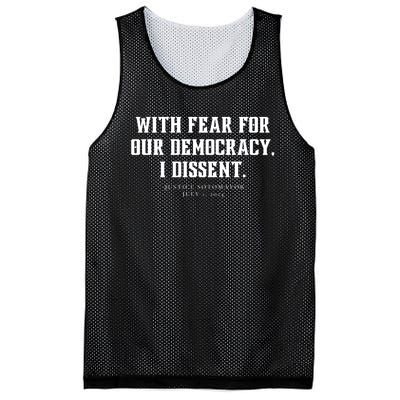 With Fear For Our Democracy I Dissent Mesh Reversible Basketball Jersey Tank